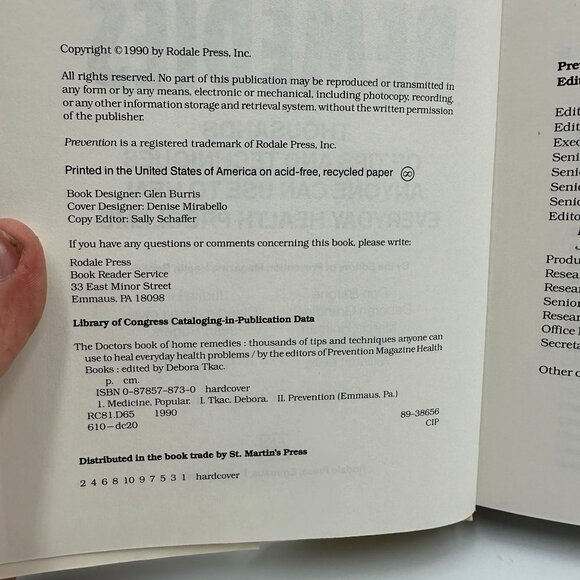 The Doctors Book Of Home Remedies By Editors Of Prevention 1990 Hardcover - Picture 3 of 3